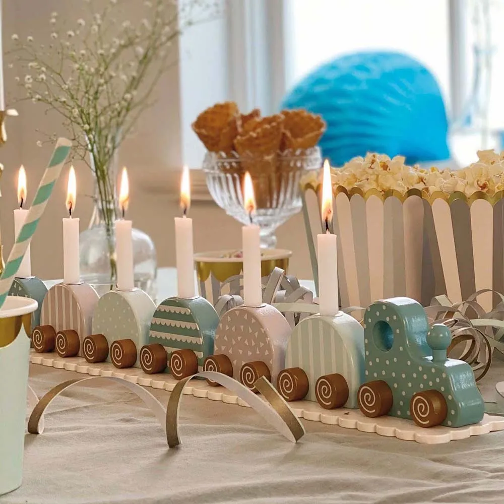 Ljusstake födelsedagståg blå - Bild 2