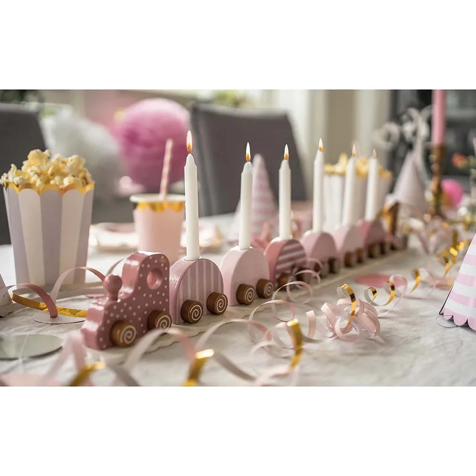 Ljusstake födelsedagståg rosa - Bild 2