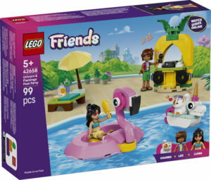 Poolparty med enhörning och flamingo